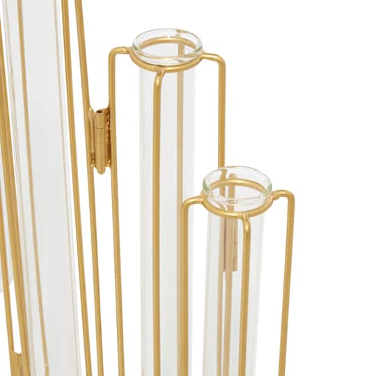 Gold Metal Contemporary Vase, 12" x 10" x 3"